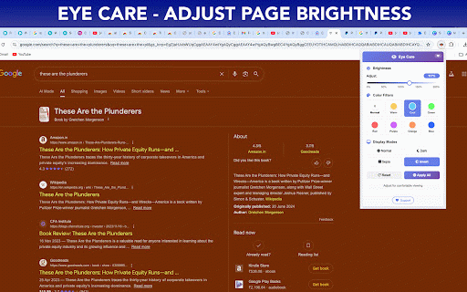 Eye Care - Adjust Page Brightness :: Adjust screen brightness and apply color filters for comfortable viewing