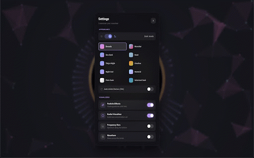 YouTube Music Visualizer :: Immersive audio visualizer for YouTube Music with waveform, frequency bars, particles & 17 themes.