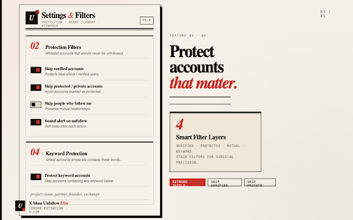 X (Twitter) Mass Unfollow Tool - Bulk Following Cleaner :: X/Twitter unfollow manager with bulk unfollow, non-followers cleaner, smart filters, analytics & CSV export, creator tools