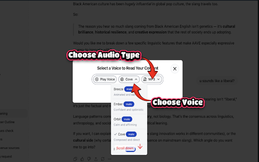 ChatGPT to Audio: Save or Listen to the Audio of Your ChatGPT Messages :: Convert your ChatGPT messages into audio instantly for free. Choose to listen to the audio or download it in mp3, aac, or opus.