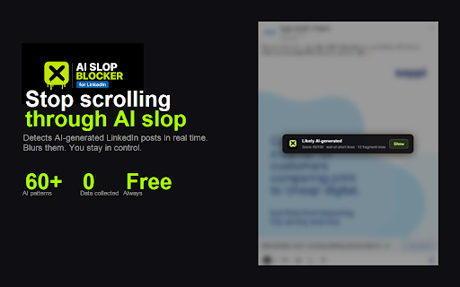 LinkedIn AI Slop Blocker :: Detects and hides AI-generated posts on LinkedIn. Blur first, reveal on click.