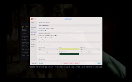 SubText :: Dual subtitles with AI translations, word and phrase explanations. Learn languages while you watch your favorite shows.