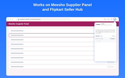 Sellerio Autofill — Meesho & Flipkart Listings :: Save product listing templates and autofill the Meesho Add Catalogue and Flipkart Add Product forms in one click.