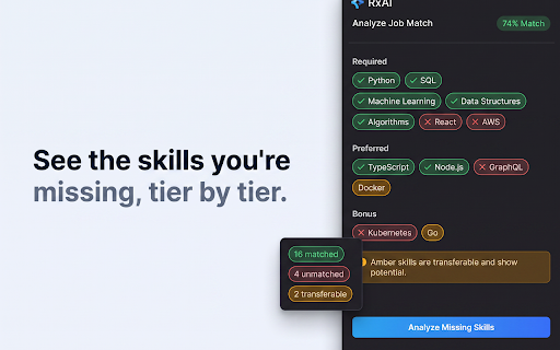 RxAI - Your Job Assistant :: Match your skills to jobs, optimize resumes, generate cover letters, and prepare for interviews with RxAI.