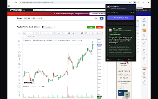 ChartRead – AI Chart Pattern Analyzer :: Works on any trading site. Drag over any chart to instantly identify bullish, bearish, or indecisive patterns — powered by AI.
