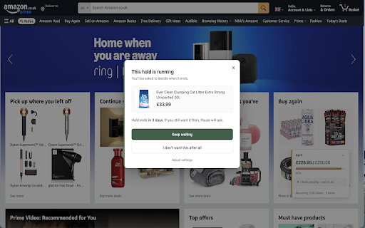 Amazon Pause :: See your real Amazon spend on every page, and add a cooling-off period to big purchases. All local, all private.
