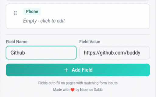 Form Filler Buddy :: Autofill forms with saved fields or realistic test data. Supports site-specific fields and secure storage.
