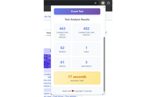 Count Text :: Effeciently count characters, words, lines, and spaces within a selected text