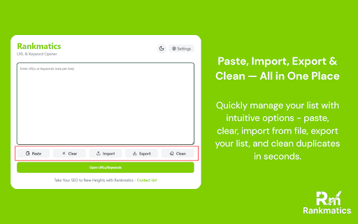 Bulk URL & Keyword Opener - Rankmatics :: Instantly Open URLs or Search Keywords in BULK – Save Time Like a PRO!
