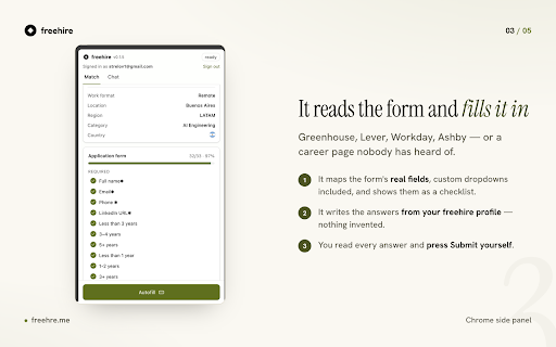 freehire :: Your job-application agent, on any page.
