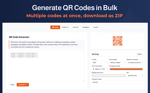Barcode PNG :: Create professional barcode PNG files and QR codes instantly. Bulk generation, customization, and export as PNG or SVG.