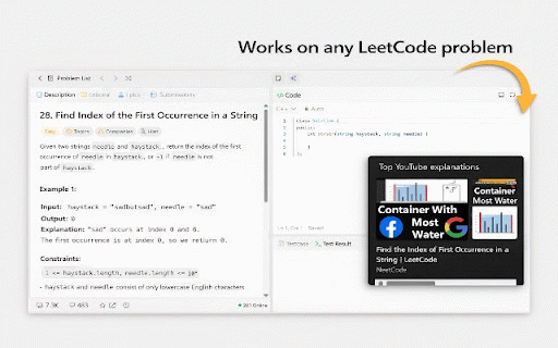 YT Leetcode solutions :: Get Leetcode YT problem videos