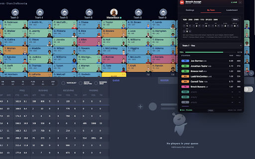 Smash Accept Draft Assistant :: Live auction & snake draft advice in Yahoo, Sleeper & ESPN — values, WAR, max bids, roster grades, private ESPN leagues.