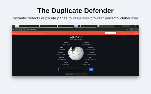 ClearTab :: Organize tabs, save memory, remove duplicates, and export tab URLs smoothly.