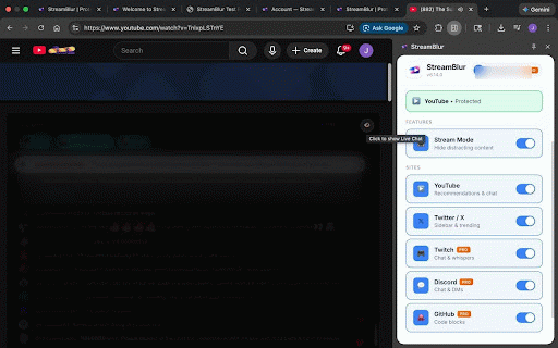 StreamBlur :: Protect API keys, passwords, and secrets while streaming. Blur protection for YouTube, Twitter, GitHub, Discord & Twitch.