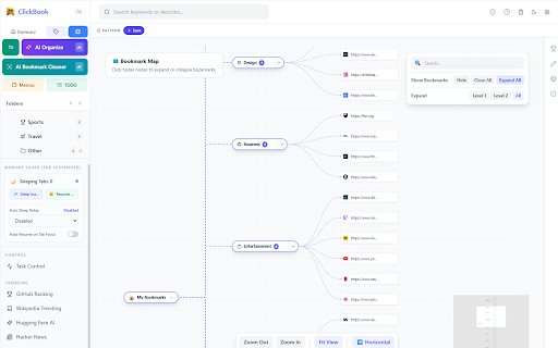 ClickBook - AI bookmark manager :: Save, organize, and manage bookmarks by category with one click. Powered by Gemini Nano on-device AI.