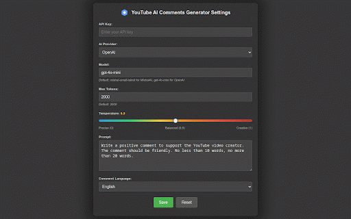 YouTube AI Comments Generator :: Generates YouTube comments with AI to support creators