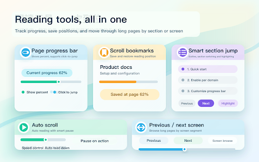 Smart Scroll Navigator – Top, Bottom & Progress :: Long-page reading assistant: top/bottom jumps, auto scroll, progress, sections, saved positions, and Notion/Wiki support.