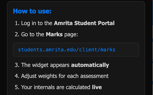 InternalCalc :: Smart internal marks calculator for Amrita students—instantly calculates weighted totals.