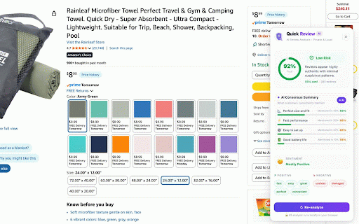 QuickReview AI :: QuickReview AI spots fakes, reveals patterns, and helps you choose before you buy.100% private, runs in your browser.