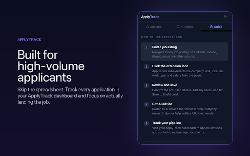 ApplyTrack :: Save job applications to your dashboard and get AI advice while applying.