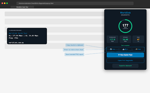 Worldlink Diagnostic :: Speed test, ping, jitter, packet loss & background monitoring for WorldLink internet