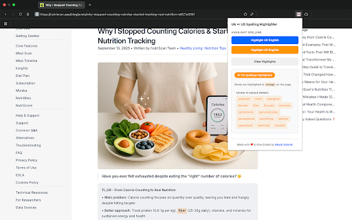 UK ↔ US Spelling Highlighter :: Highlight UK or US spelling variations on any webpage