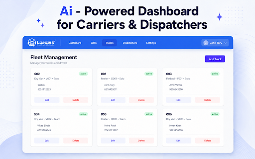 LoadaiX - AI Dispatcher that Calls, Negotiates & Books Loads For You :: Helps truckers and dispatchers scan load boards, extract load details, and start broker call, email, and dispatch workflows.