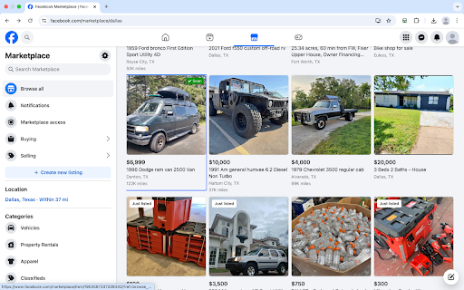 FB Marketplace Seen Tracker :: Marks Facebook Marketplace listings you've already viewed with a green tick and 'Seen'.
