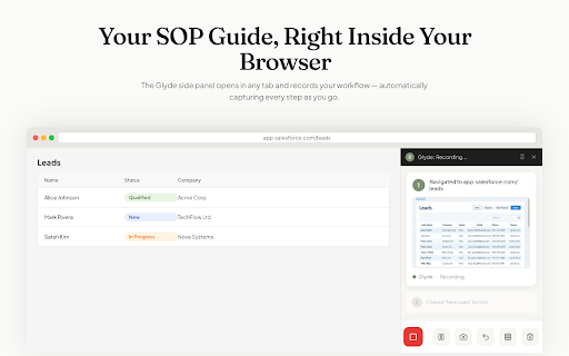 Glyde - Create Step by Step Guides & SOPs :: AI-powered screen recorder that turns workflows into step-by-step guides and SOPs.