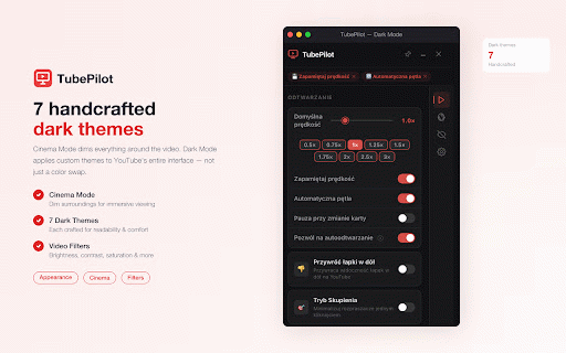 TubePilot – YouTube Enhancer :: YouTube enhancement extension — playback controls, UI customization, and productivity tools.