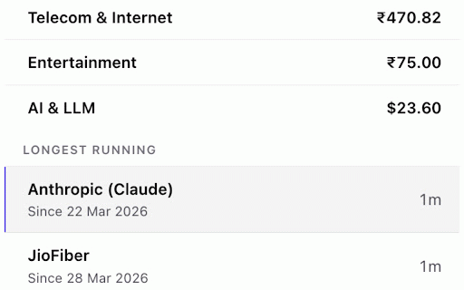 SaaS Subscription Tracker :: Automatically track your SaaS subscriptions from Gmail — privately, locally.