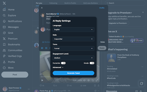 RepliX: Smart AI Replies for X.com, Tailored to Your Style :: RepliX: Smart AI Replies for X.com, Tailored to Your Style