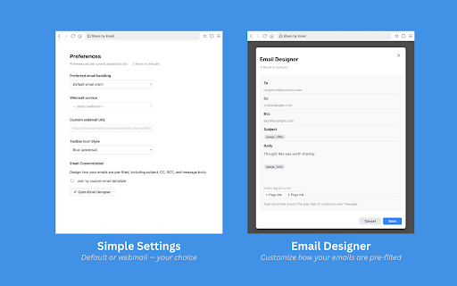 Share by Email :: Quickly email the current page using your default mail client or preferred webmail service.