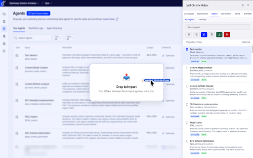 Opal Chrome Helper :: Bulk manage skills, memory, agents, workflows, tools, and artifacts on Optimizely Opal