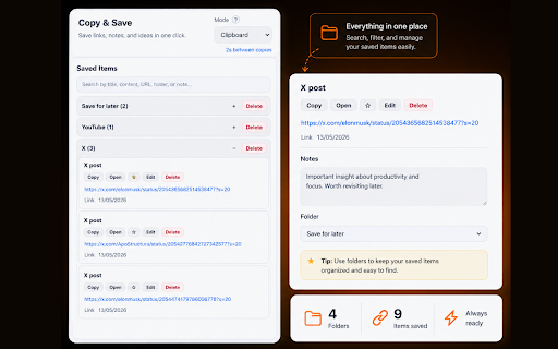 Copy & Save - Save Links, Notes & Ideas Instantly :: Save links, notes, and ideas instantly in organized folders.