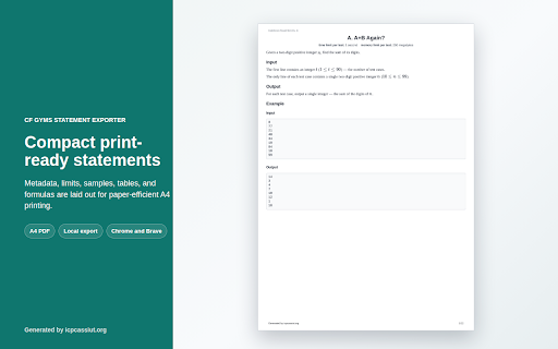 CF Gyms Statement Exporter :: Export Codeforces contest, Gym, and group contest statements to clean PDFs by ICPC Assiut.