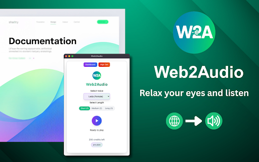 Web2Audio :: Convert any webpage into an AI-powered audio summary with premium text-to-speech voices