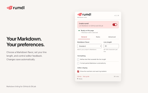 rumdl — Markdown Linter :: Real-time Markdown linting with auto-fix for GitHub and GitLab.