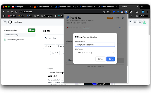 PageSets :: Save and relaunch your Chrome tab groups as named workspaces. One click and you're back.