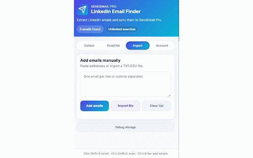 Linkedin SendEmailPro :: Extract emails from LinkedIn posts and manage outreach lists for SendEmail Pro.