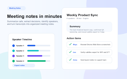 Whisper Transcribe AI - Convert Audio & Video to Text :: Meeting notes, AI transcription, speech to text, audio to text, video to text, subtitles, summaries, and transcripts.