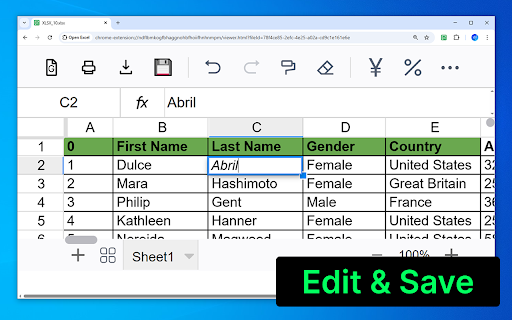 Open Excel :: View & edit Excel in Chrome. Open .xlsx/.xls, save locally. Formulas, formats & fonts.