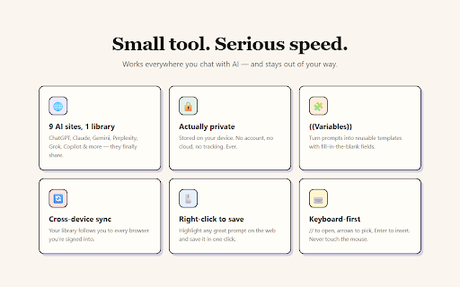 PromptDock: AI Prompt Manager for ChatGPT :: Save & reuse AI prompts. Type // in ChatGPT, Claude, Gemini, Perplexity & more to insert your prompt library instantly.