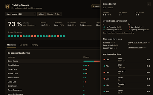 Endstep Tracker :: Records your endstep.cc matches: opponent cards, play/draw, mulligans, results and cards played.