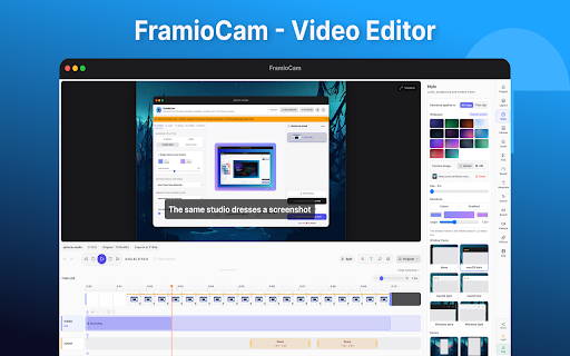 FramioCam - Screen Recorder & Screenshot Studio :: Screen recorder with webcam and audio. Capture full-page screenshots, edit videos and images, and export MP4, WebM, GIF or PNG.
