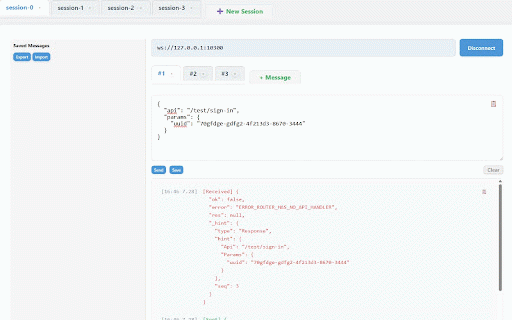 WebSocket Kong Client :: A developer tool to test WebSocket messages with saved message presets.