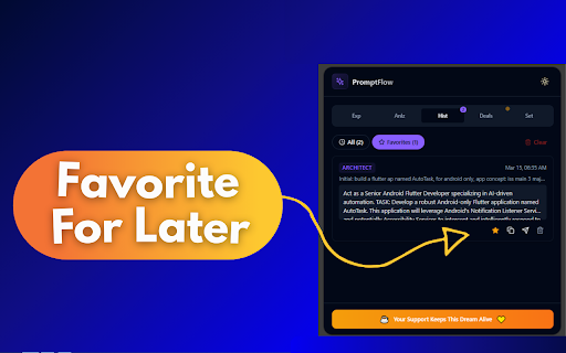 PromptFlow — AI Prompt Engineer for ChatGPT, Claude, Gemini, Grok & Stitch :: Transform rough ideas into expert-level prompts with 16 AI modes. One-click inject into ChatGPT, Claude, Gemini, Grok & Stitch.