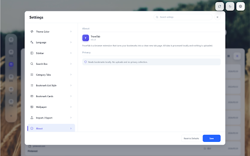 TroveTab :: Turn your browser bookmarks into a clean new-tab dashboard.