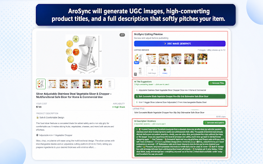 AroSync — eBay & Facebook Listing Tool :: Copy eBay listings to Facebook Marketplace, or import any eBay listing straight into your own eBay store — all in one click.